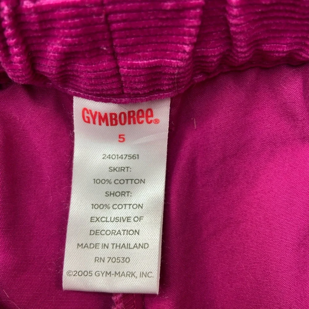 Gymboree Skort Adjustable waist Hot Pink Corduroy Floral Embroidery Size 5